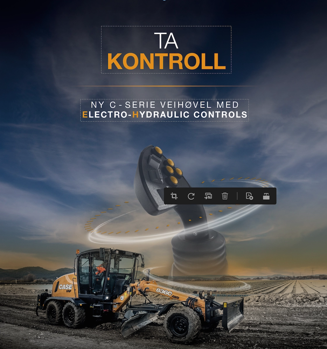 Case nyheter 2023 Case C-serie veihøvel med oppgradert styring med Electro-Hydraulic joystick